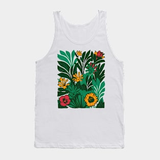 Green plant pattern with flowers Tank Top